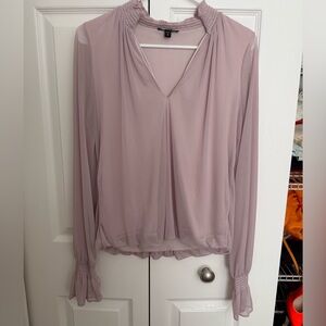 Express Light Purple V Neck Cuffed Sheer Sleeves Blouse Top Women's Size Medium